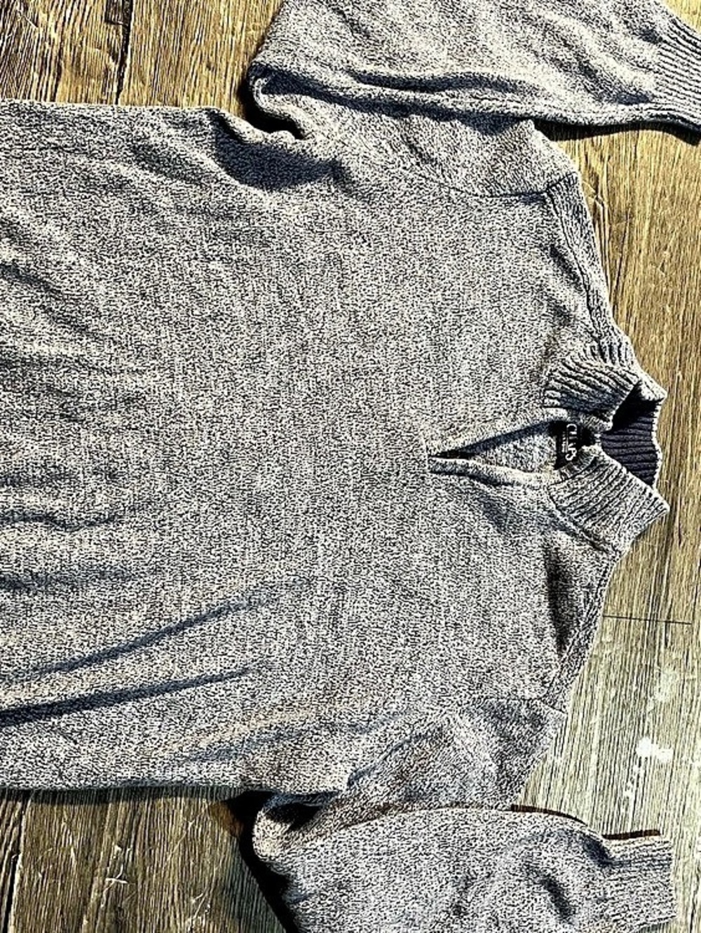 Chaps Quarter Zip Mock Neck Pullover Sweater Gray Large